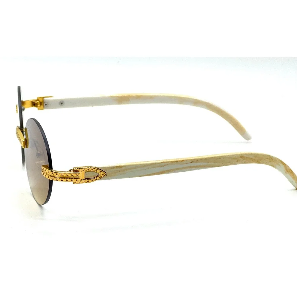 Sunglasses Men Brown Lens Marble Arms Retro Light Weight Dad Style Frameless New